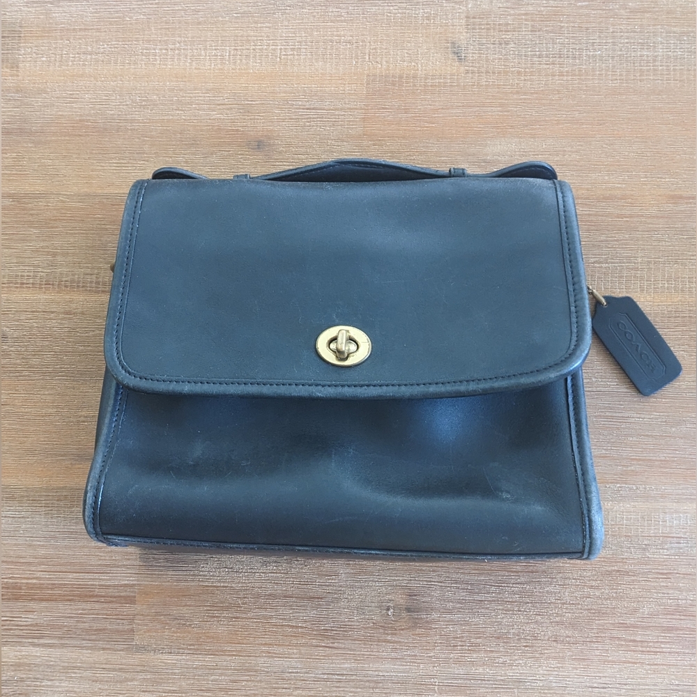 Vintage Coach Black Leather Handbag